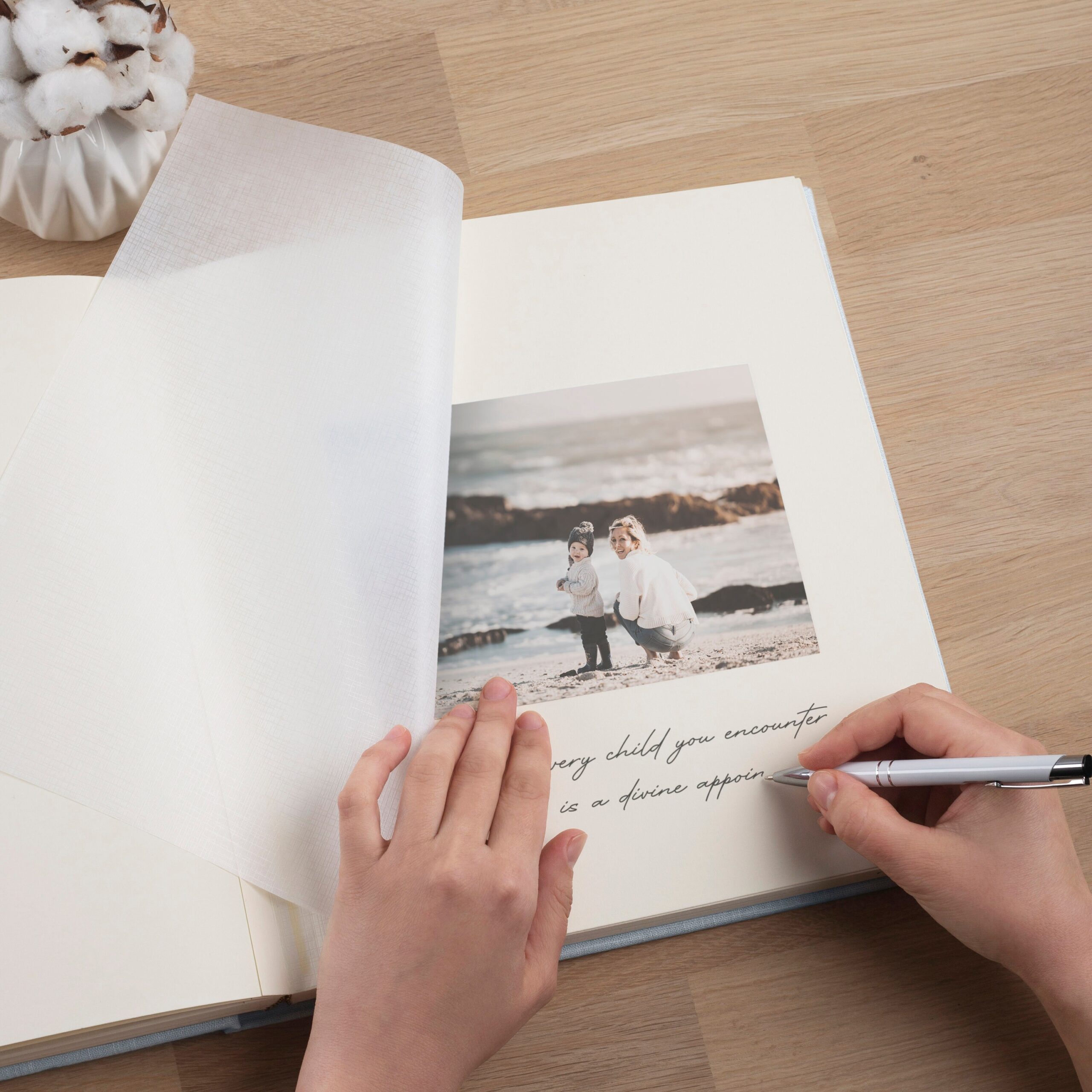 Baby Photo Album | Traditional Book Bound Baby Boy Memory Book - Image 3