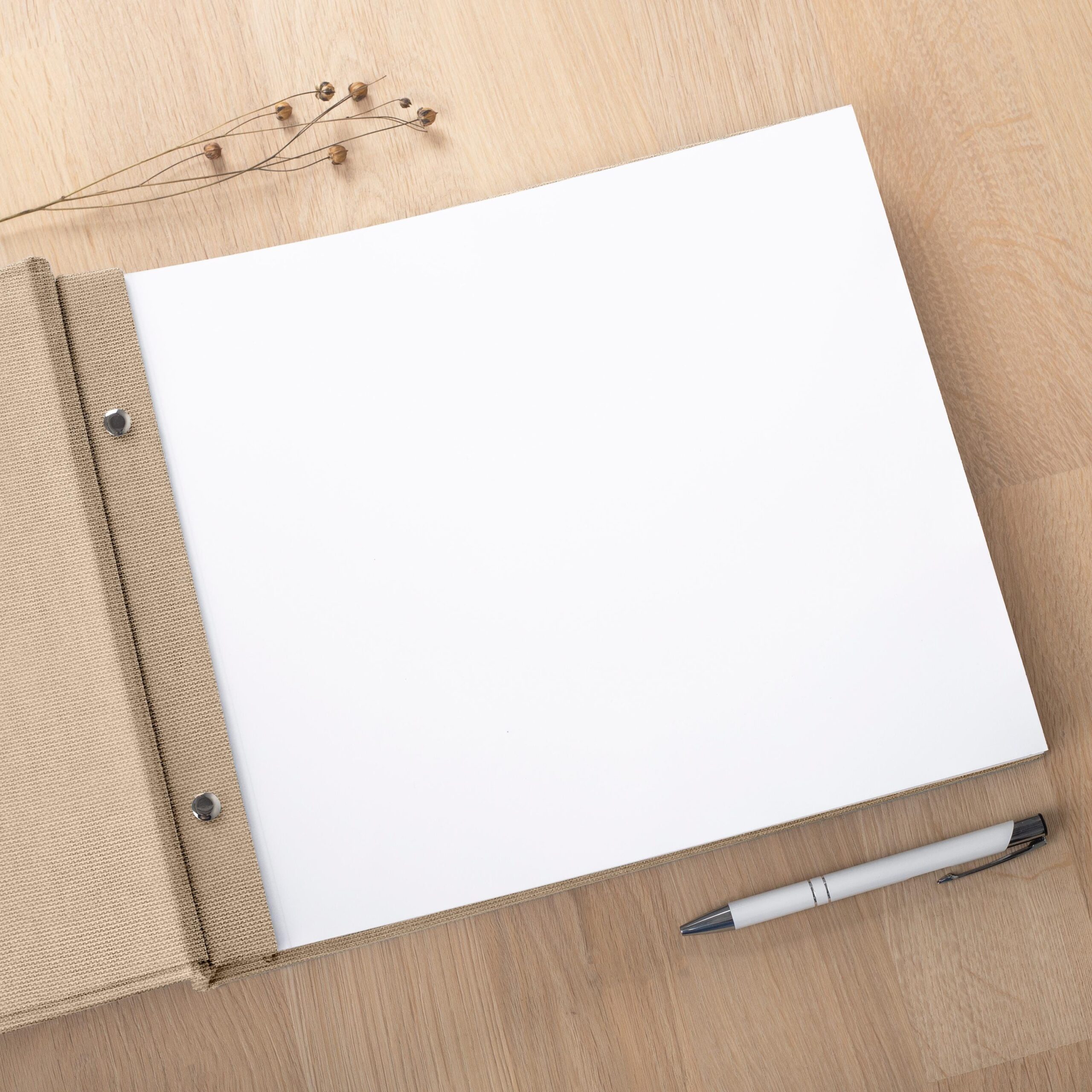 Linen Wedding Guest Book  | Blank or Printed Pages #2 - Image 3