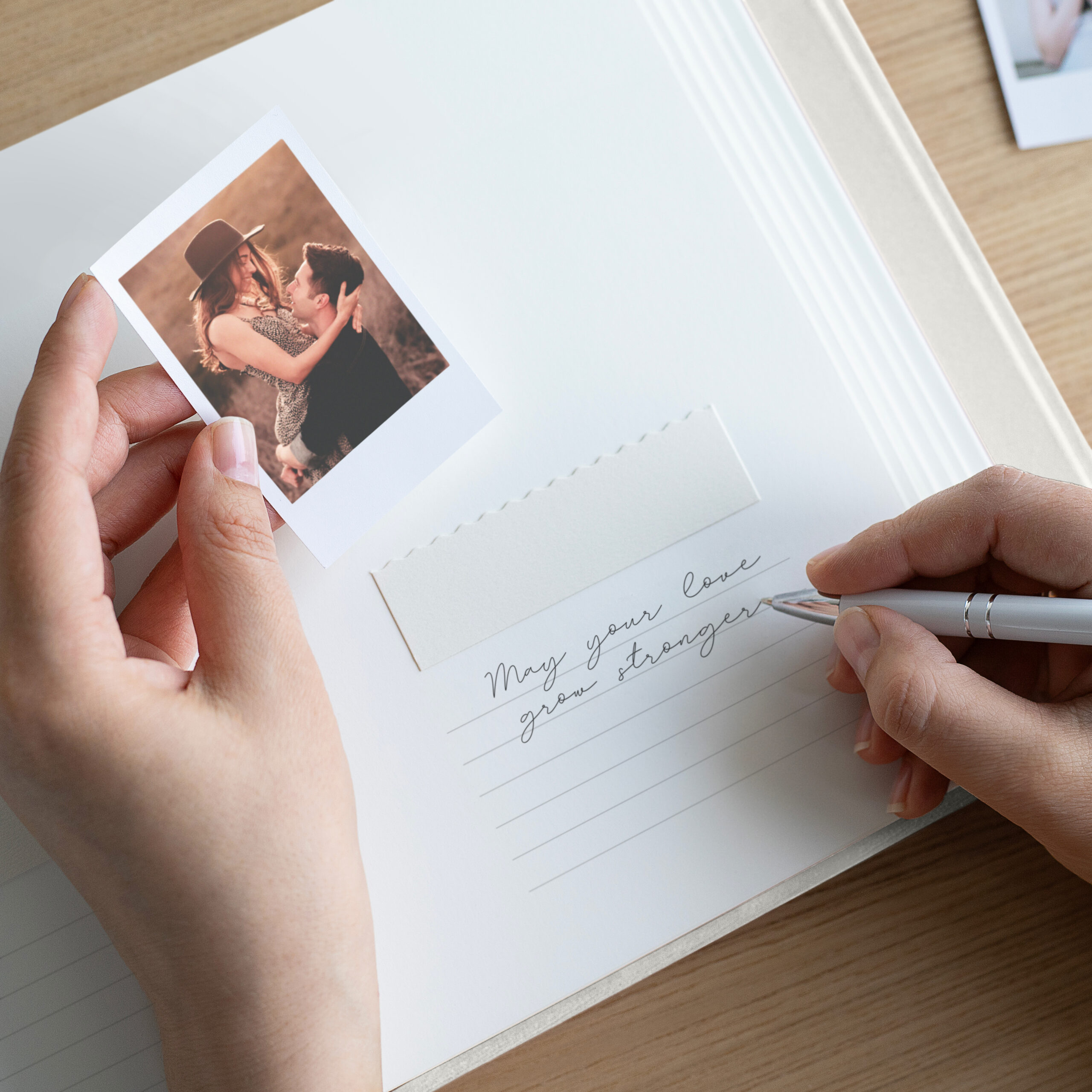 Velvet Wedding Guest Book With Photo Pockets - Image 4